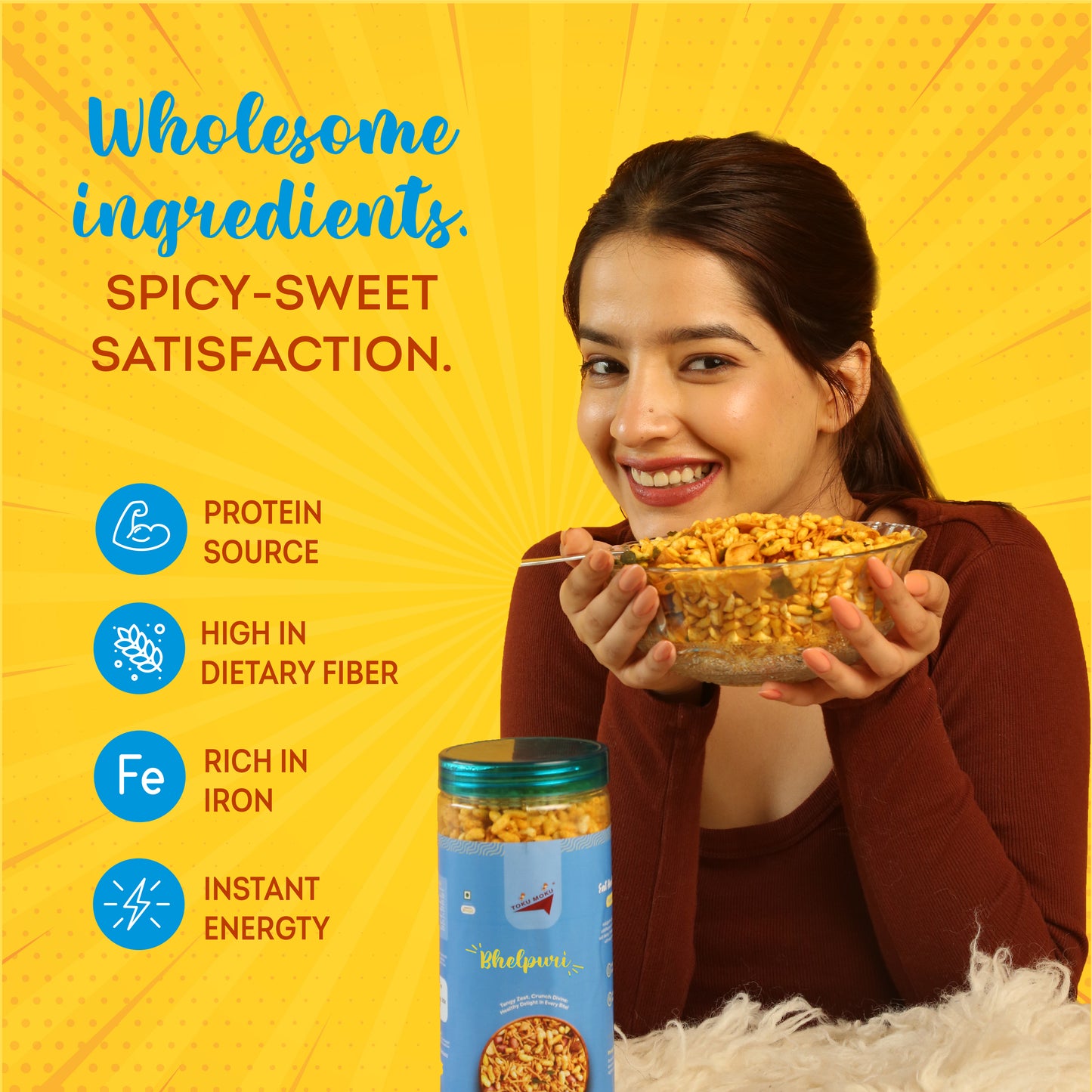Bhelpuri Tasty & High Protein Snacks Chips | No Palm Oil, Cholesterol or Trans Fats | No Junk & Chemicals