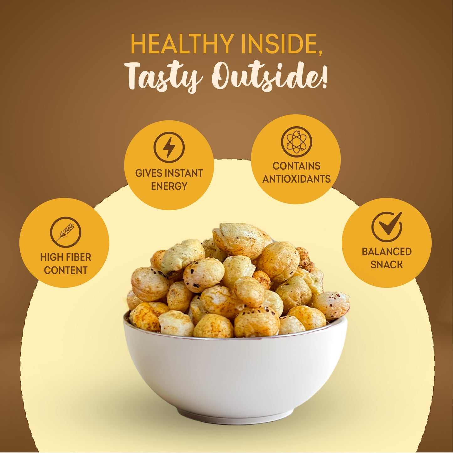Chat Masala Roasted Makhana I 55g each Healthy Makhana Roasted In Ghee Snacks Gluten Free | Anti Oxidants | MSG Free | Zero Trans Fat | No added Preservatives and No Artificial Flavours