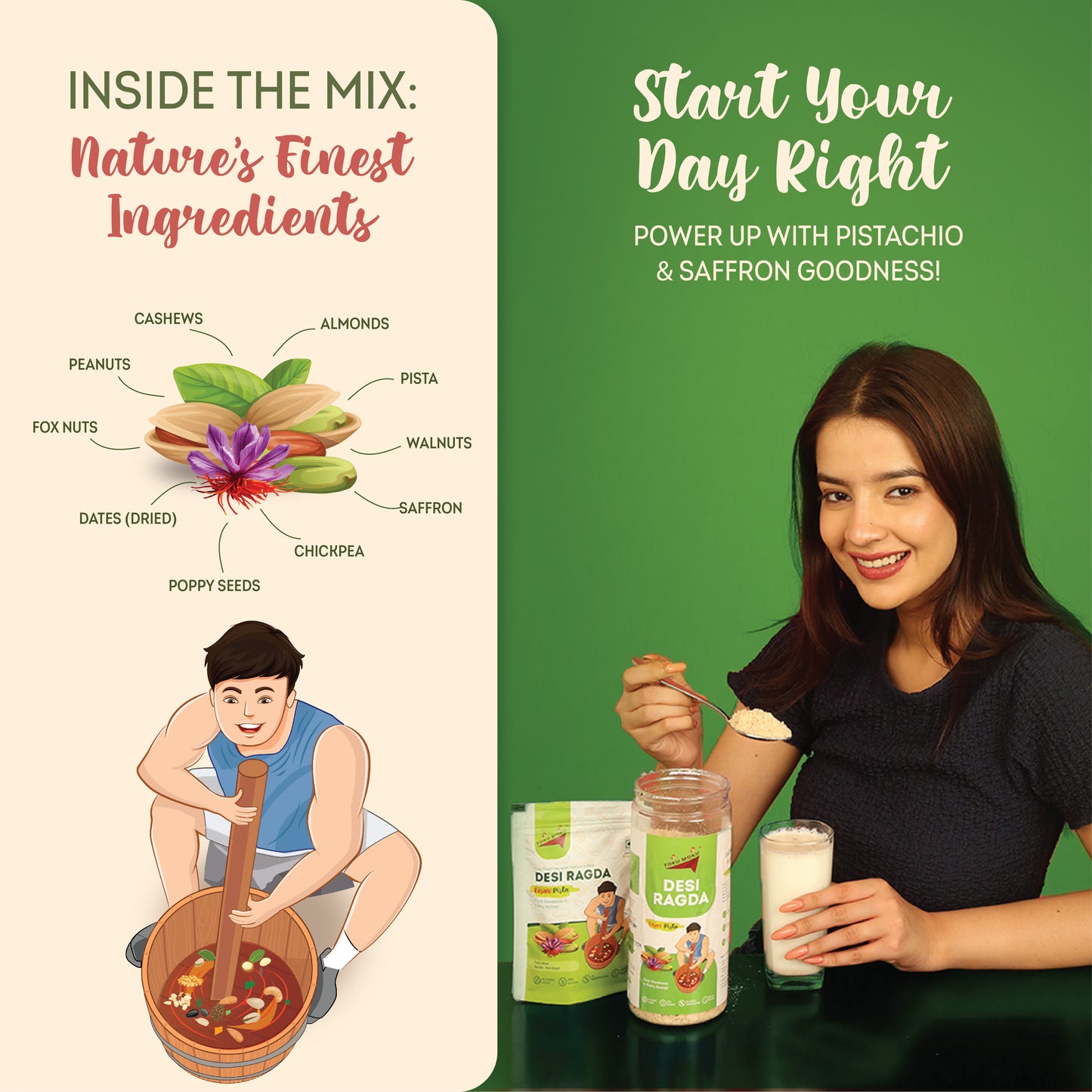 Desi Ragda Kesar Pista Milk Mix | Blend of Protein-Rich Dried Fruits and Nuts