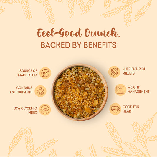 Millet Mixture – Chatpata, Healthy Namkeen Snacks – Roasted, Not Fried | No Palm Oil | Healthy Replacement of Chips & Bhujia