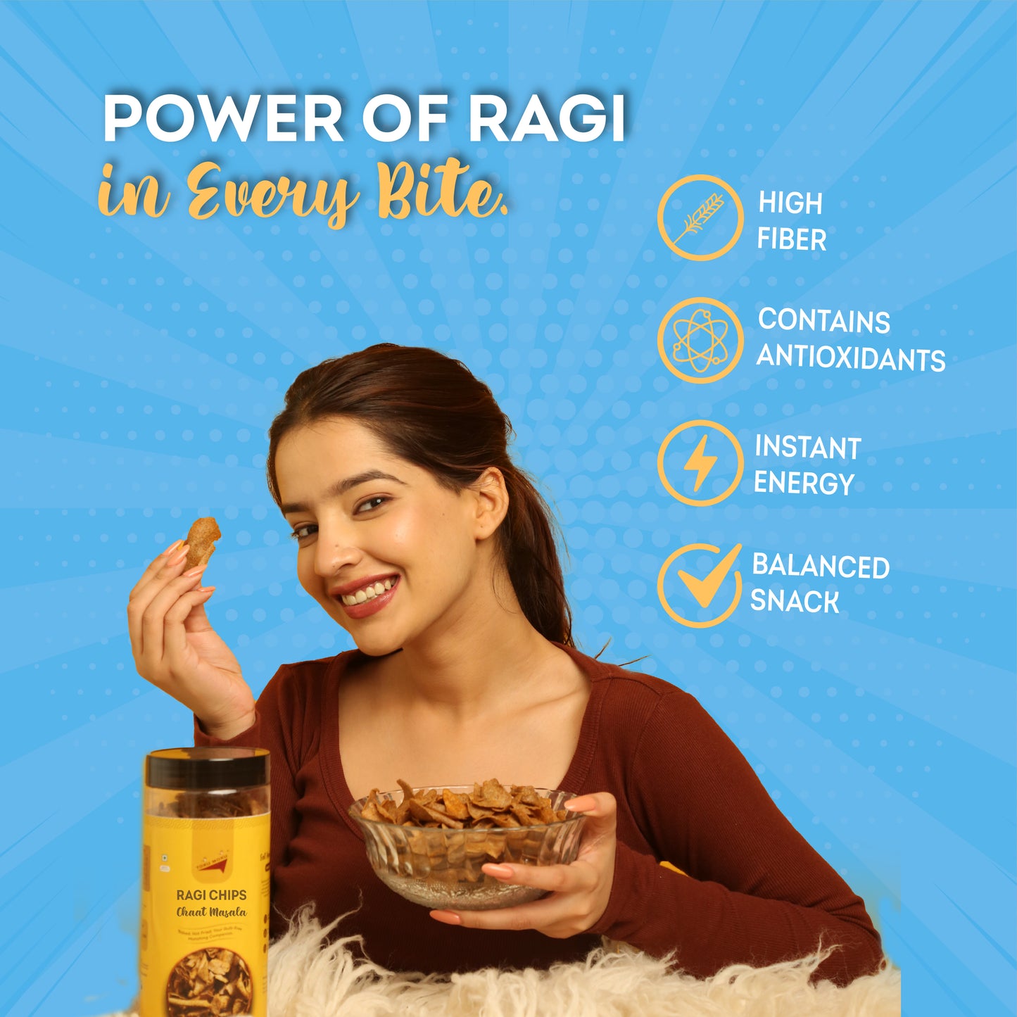 Ragi Chips Tasty & High Protein Snacks Chips | 30% Of Protein | No Palm Oil or Trans Fats | No Junk & Chemicals | Baked, not Fried