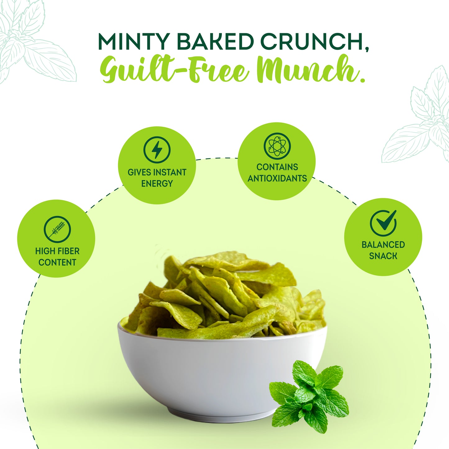 Pudina Chips Tasty & High Protein Snacks Chips | 30% Of Protein | No Palm Oil or Trans Fats | No Junk & Chemicals | Baked, not Fried