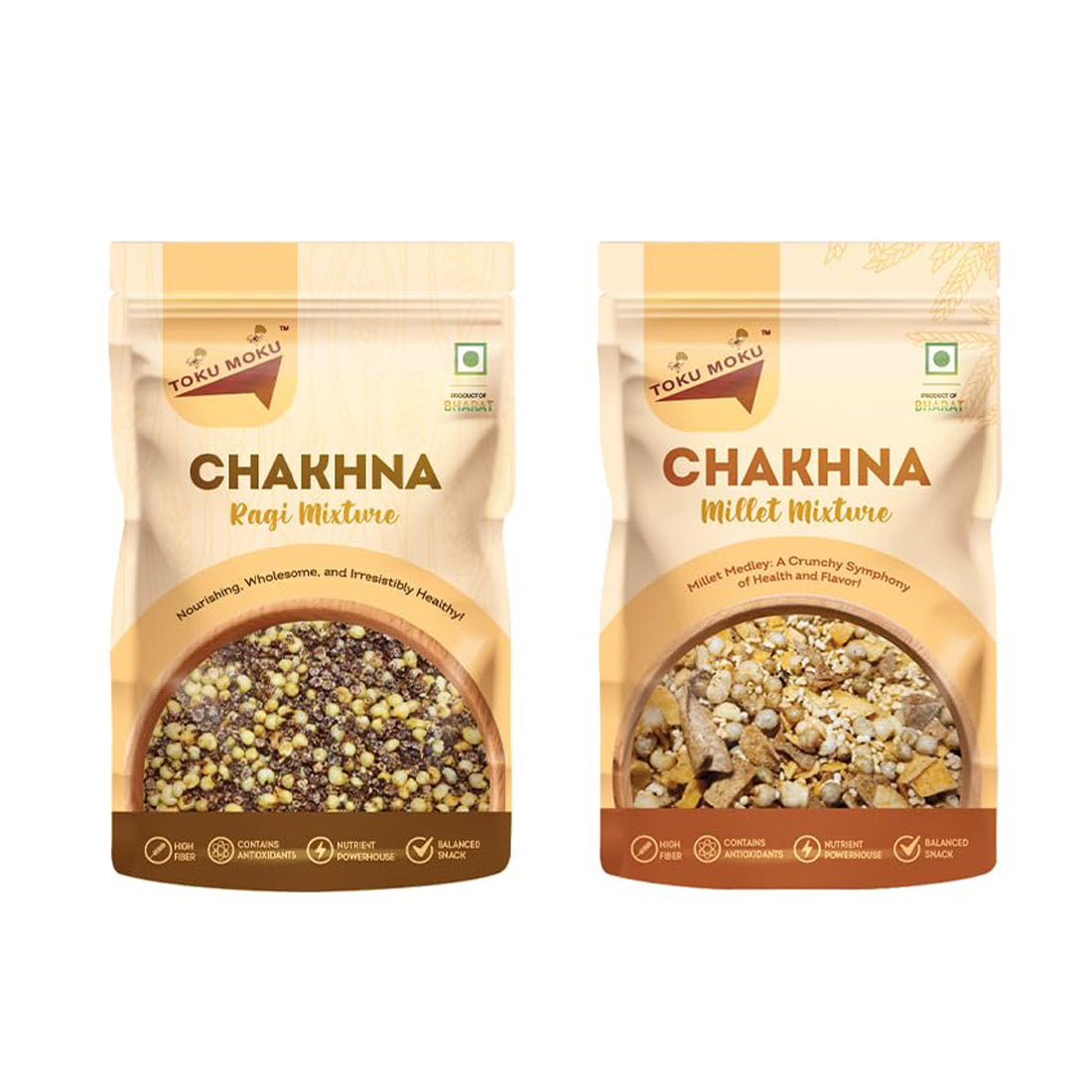 TOKU MOKU Ragi & Millet Namkeen — Traditional Desi Healthy Snack (Pack of 2)
