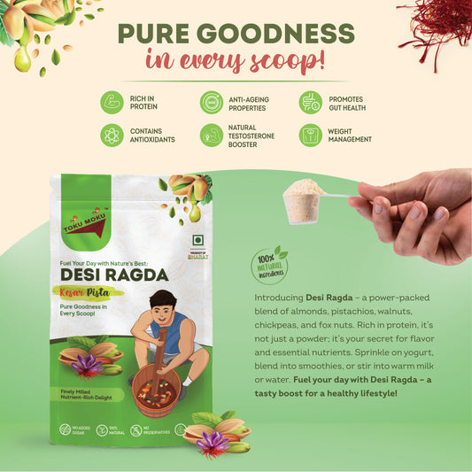 Desi Ragda Kesar Pista Milk Mix | Blend of Protein-Rich Dried Fruits and Nuts