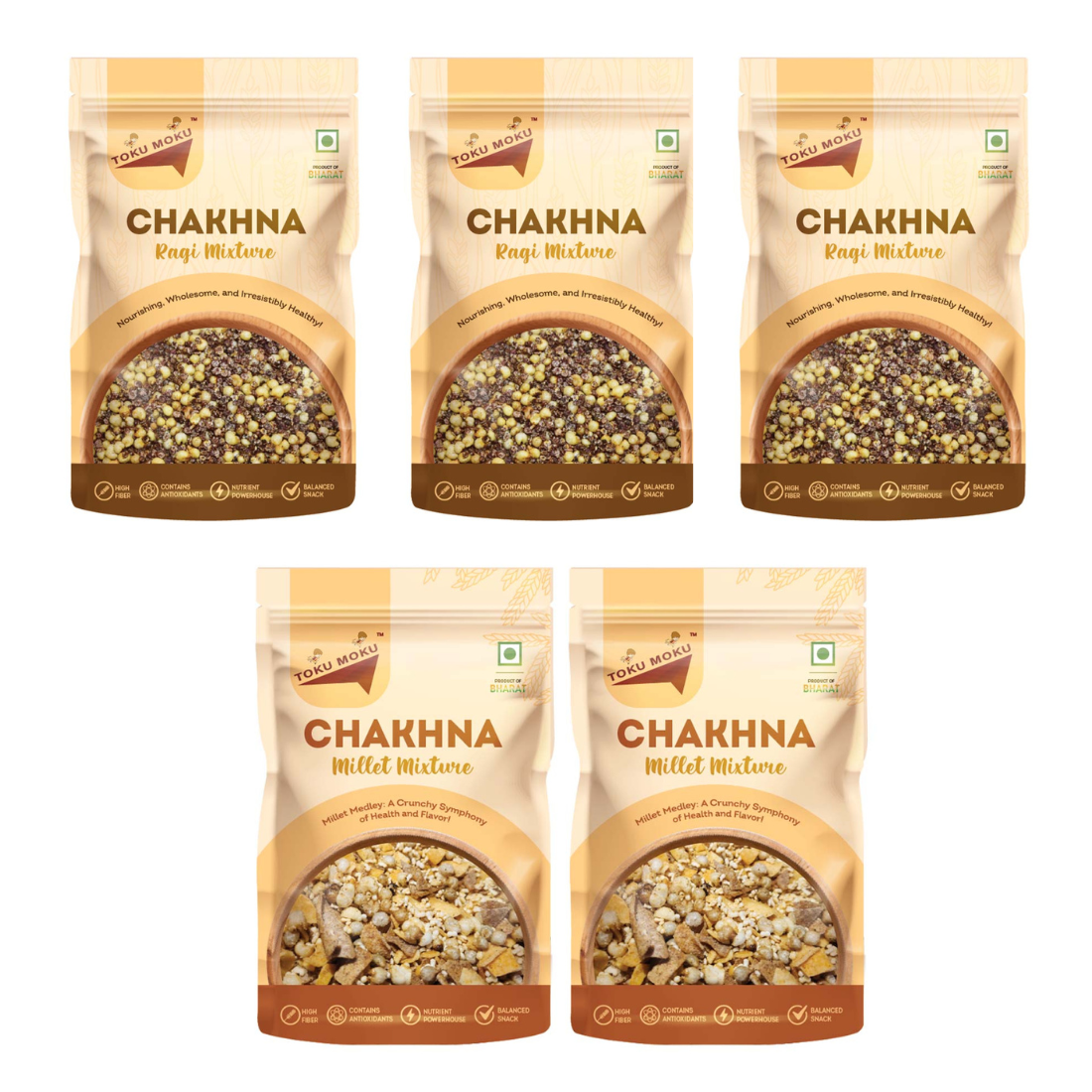 2 Millet and 3 ragi combo pack of 5 (37 gram each)