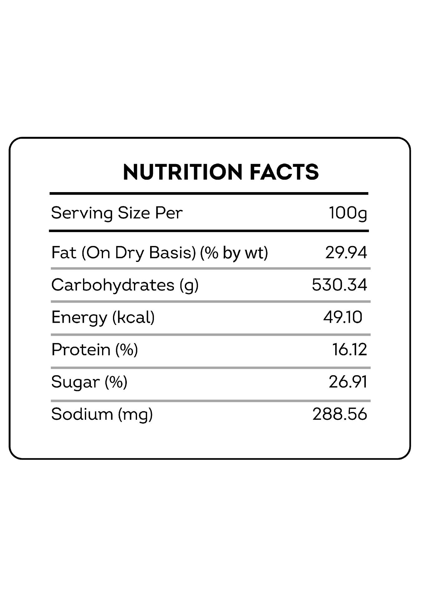 salty mix nutritional facts